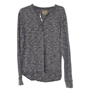 Lucky Brand Henley Shirt Mens XL Gray Heather Casual Long Sleeve Pullover Tee